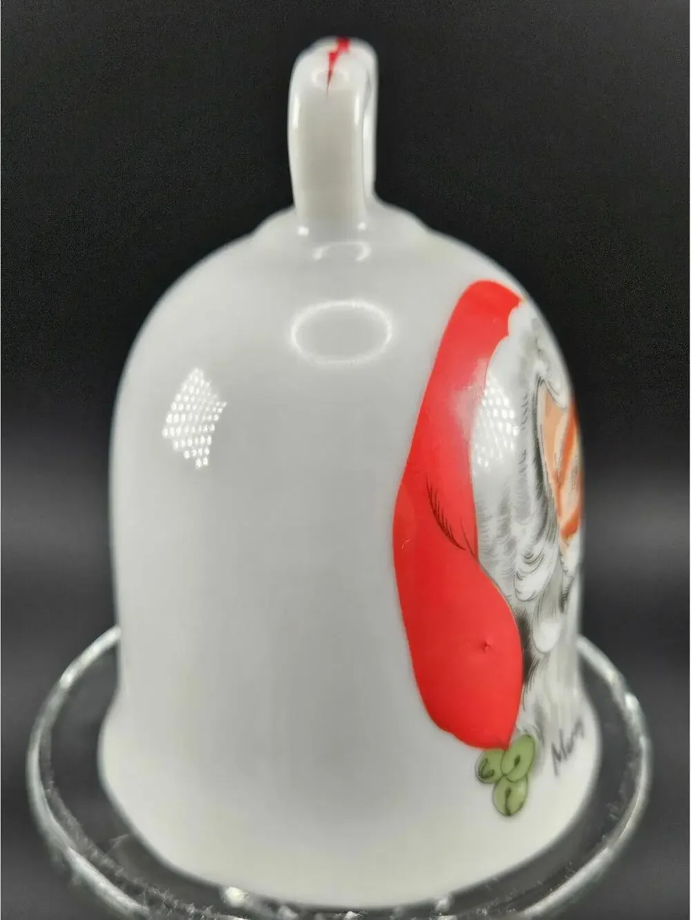 Japan Ceramic Christmas Bell Santa Claus with Heart Handle – 1950s Holiday Charm